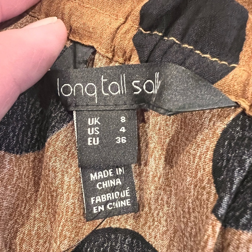 Long Tall Sally Halter Dress Sleeveless Polka Dot Design Black & Tan W 4 BNWT - Picture 9 of 11